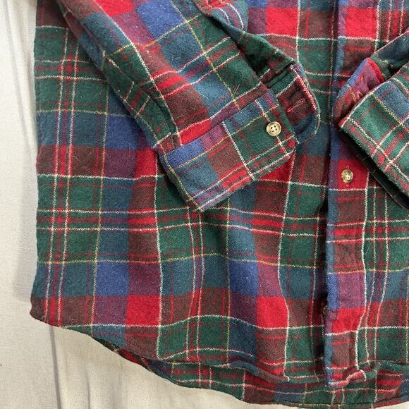Pendleton Trail Shirt Mens L Plaid Long Sleeve Red Wool Flannel Elbow Patch - Picture 5 of 11